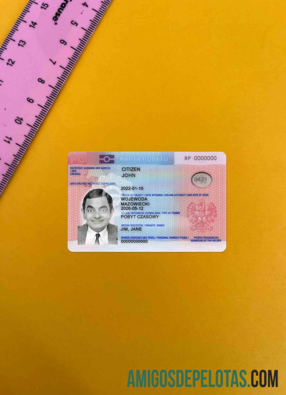 Poland Residence Permit olhar de foto frente modelo